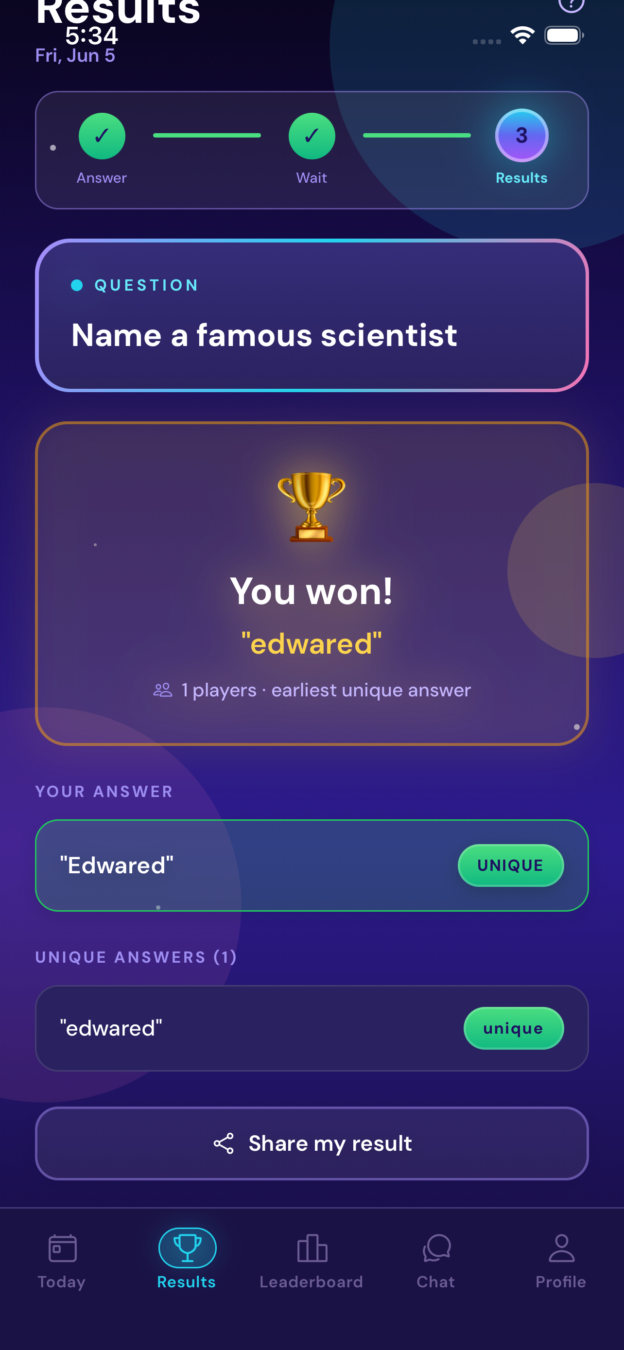 Last Unique Answer leaderboard