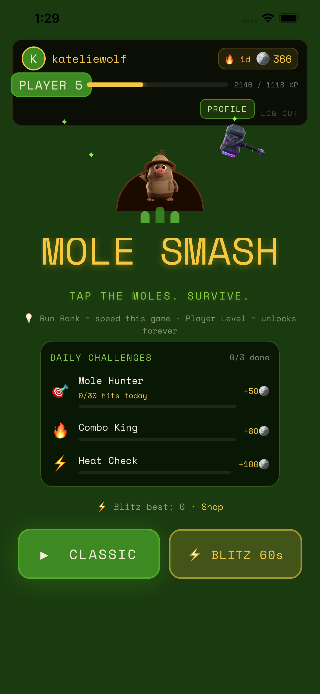Mole Catcher leaderboard